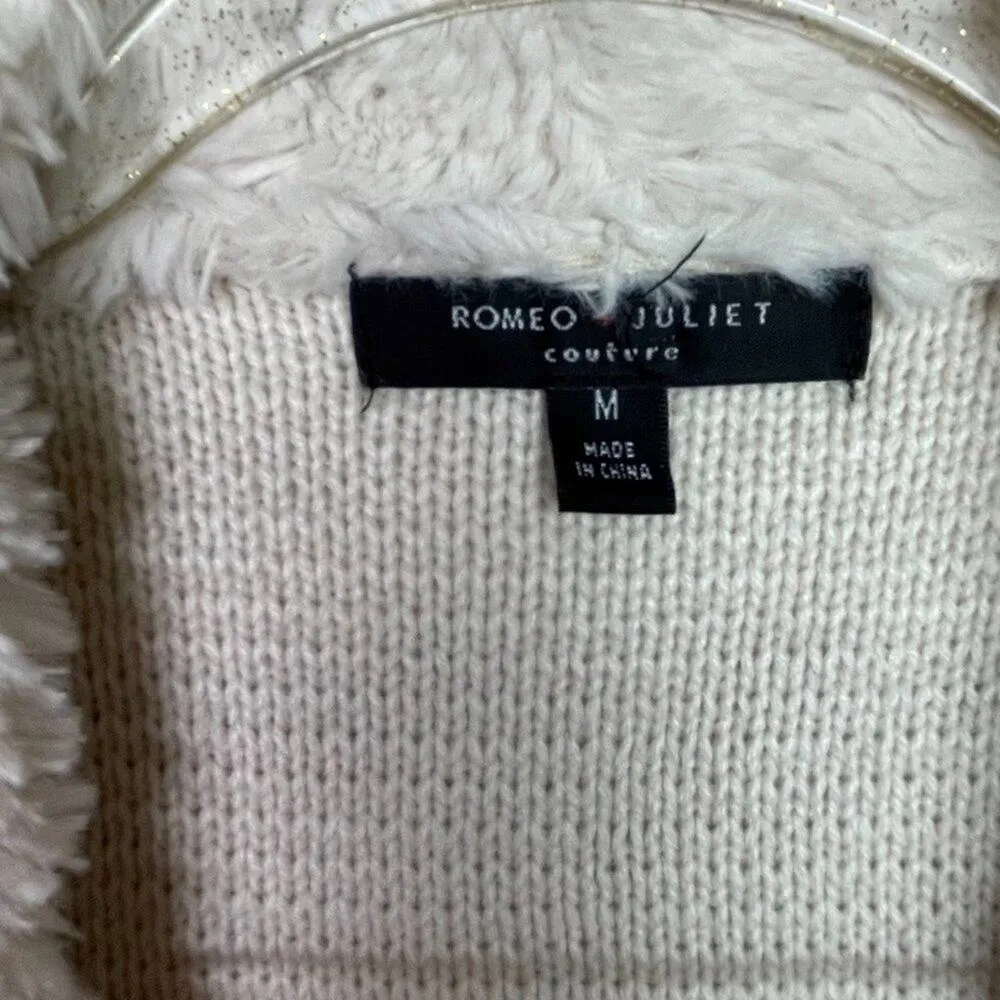 ROMEO & JULIET Cream Faux Fur Sweater Vest Size M - Image 3