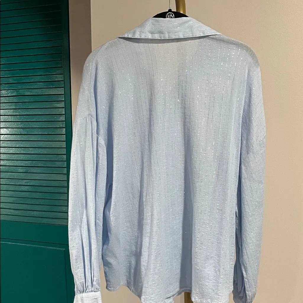 ZARA NWOT METALLIC THREAD STRIPED OVERSIZED BLOUSE - small - Image 7