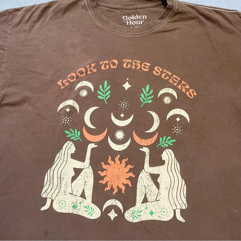 Pacsun Golden Hour Look To The Stars Oversized T Shirt Size L/XL - Image 3