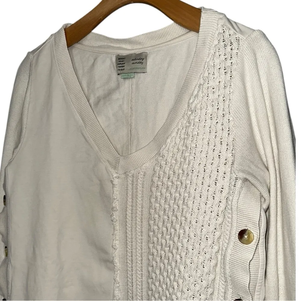 Saturday Sunday By Anthropologie Size S Cream Arcana Buttoned Pullover Sweater - Image 6