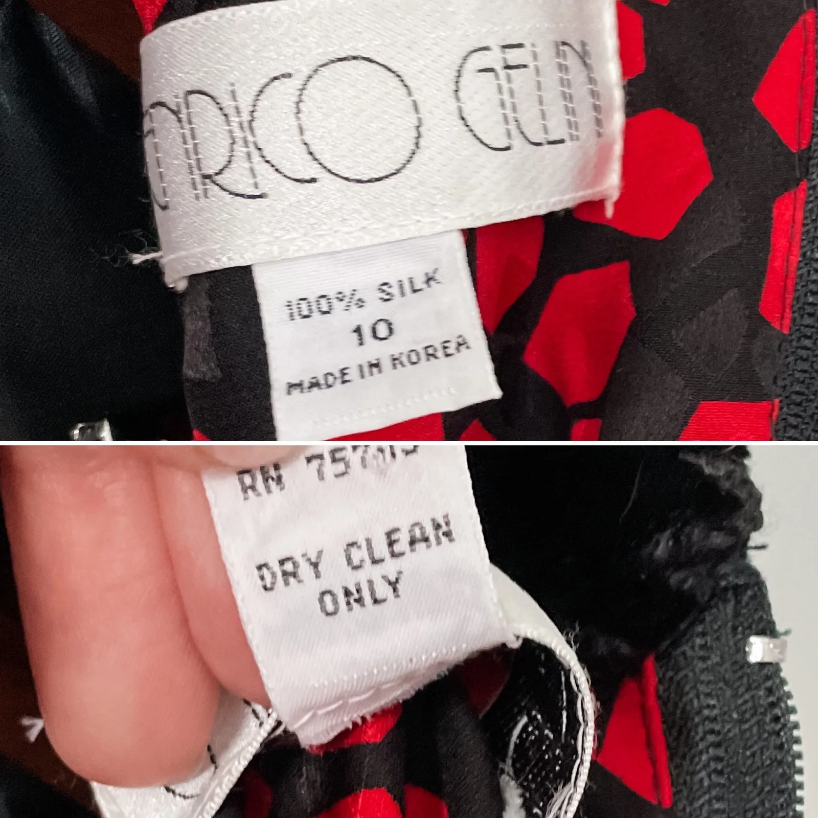 Vintage 80s 100% Silk Dress Pleated Peplum boss secretary size Small S Red - Image 10