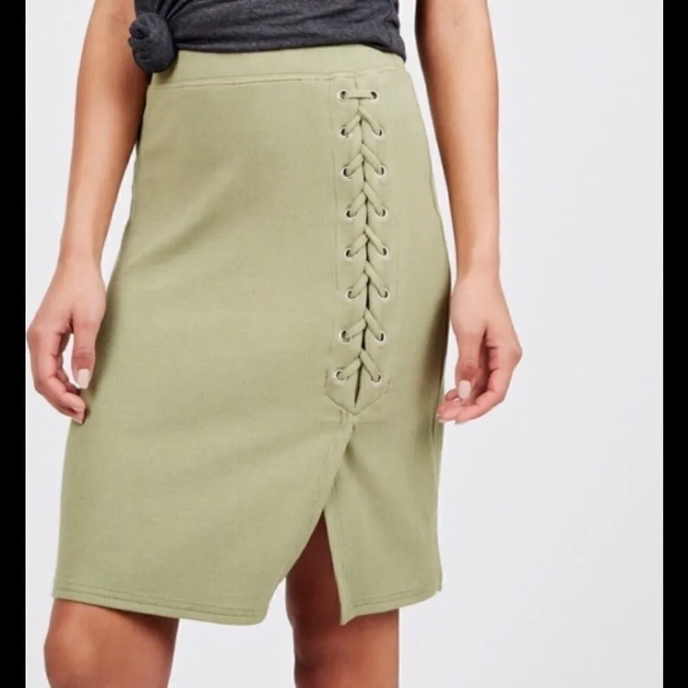 Summer Sage stretch knit faux lace up skirt. NWOT Green - Image 7
