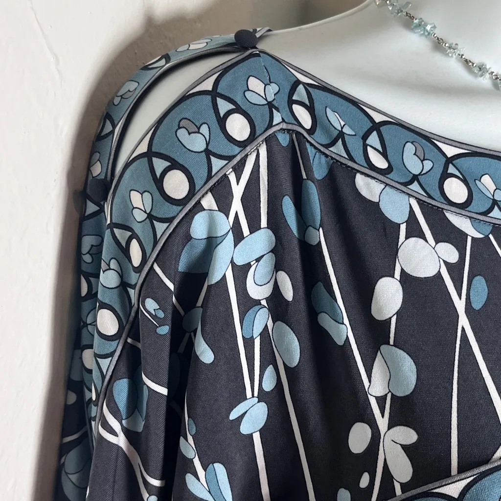 BCBG Maxazria Womens Top Size Large Tunic Stretchy Career Grey Blue - Image 4