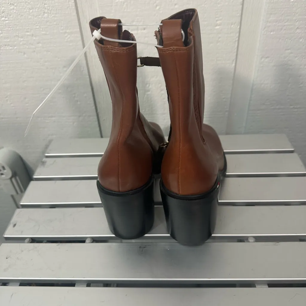 Franco Sarto Boots Leather Heel 3.75” A Paula Brown Size 10M NWOT - Image 5