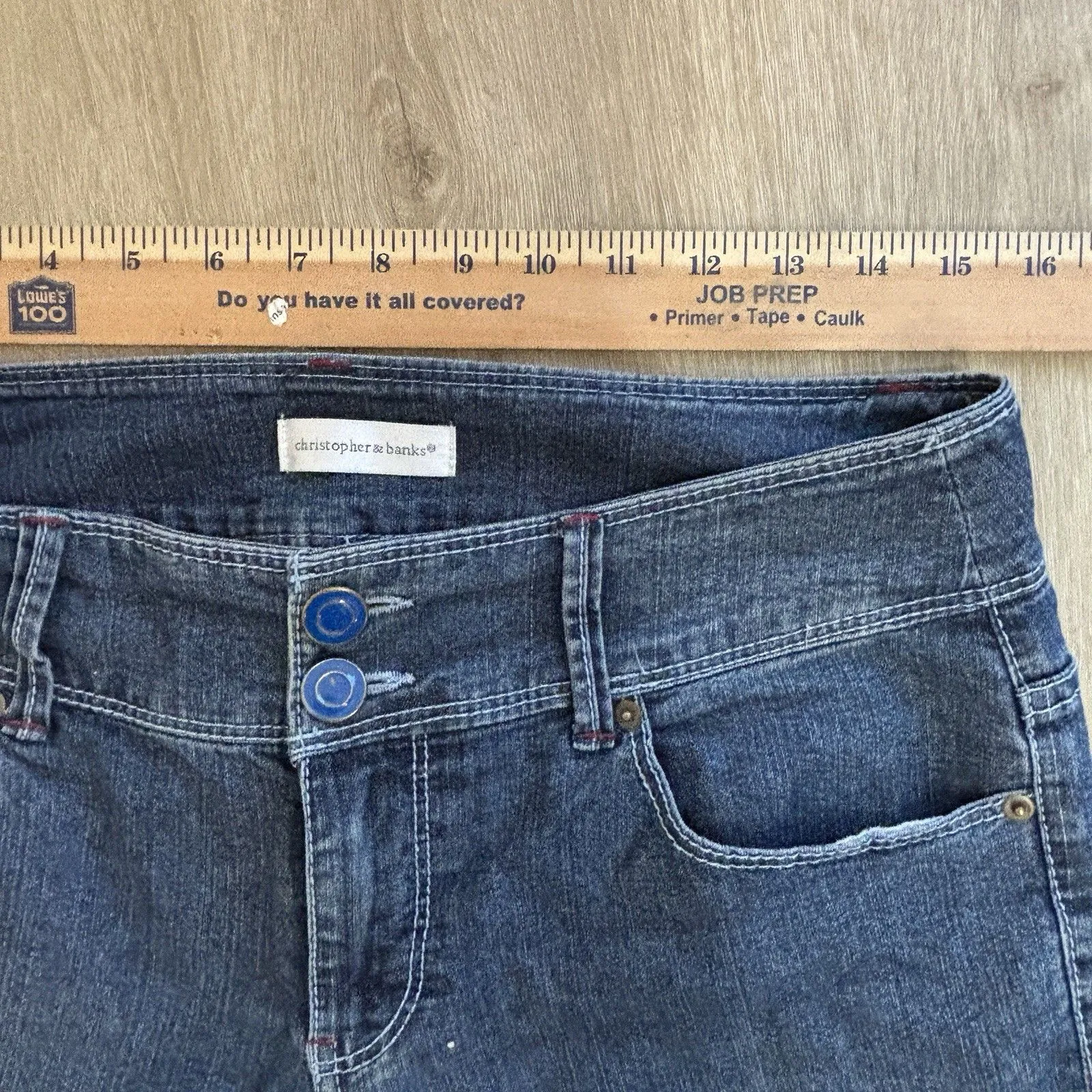 Christopher & Banks Capris Blue Denim Jeans Womens Sz 8 Crop Pants Dark Wash VTG - Image 11