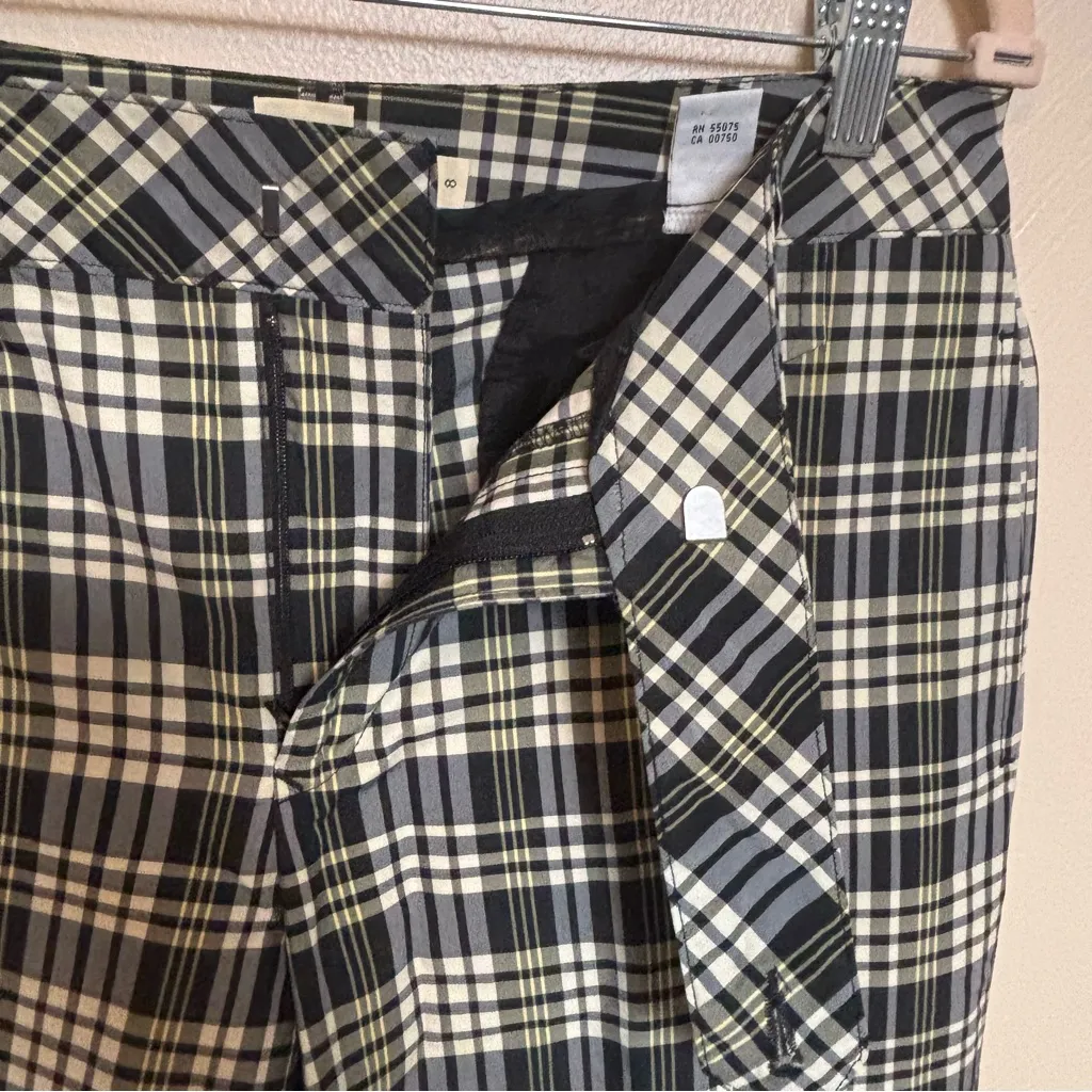 Bobby Jones Women's Golf Pants Plaid Black Gray Yellow White Cotton Blend Size 8 - Image 4