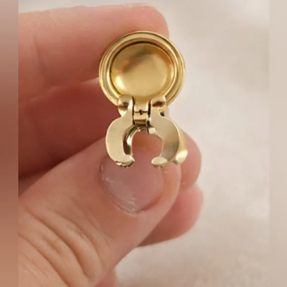 Vintage Burberrys Gold-Tone Clip-On Detailed Earrings w/ Box & Dust Pouch NEW - Image 9