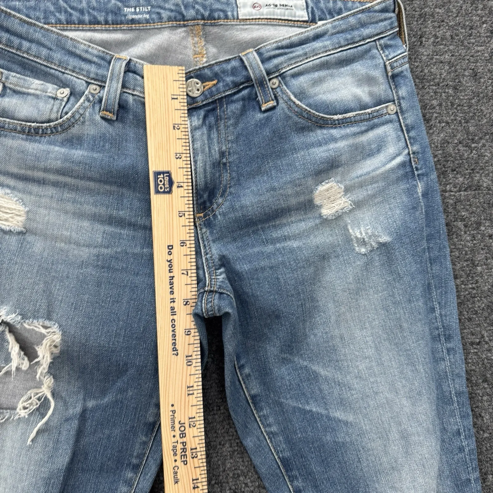 AG Adriano Goldschmied Jeans The Stilt Cigarette Leg Size 27R Distressed‎ USA - Image 11