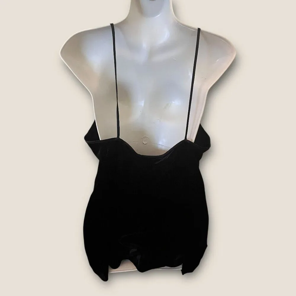 Vtg 90s California Dynasty Velvet Tank Lingerie Loungewear L Coquette Black Size L - Image 5