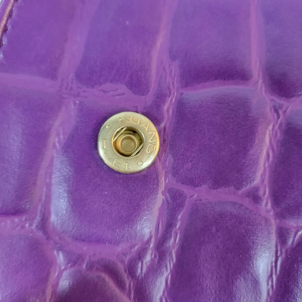 Vintage Dover Crossbody Bag Womens Purple Embossed Animal Print Mirror Purse - Image 8