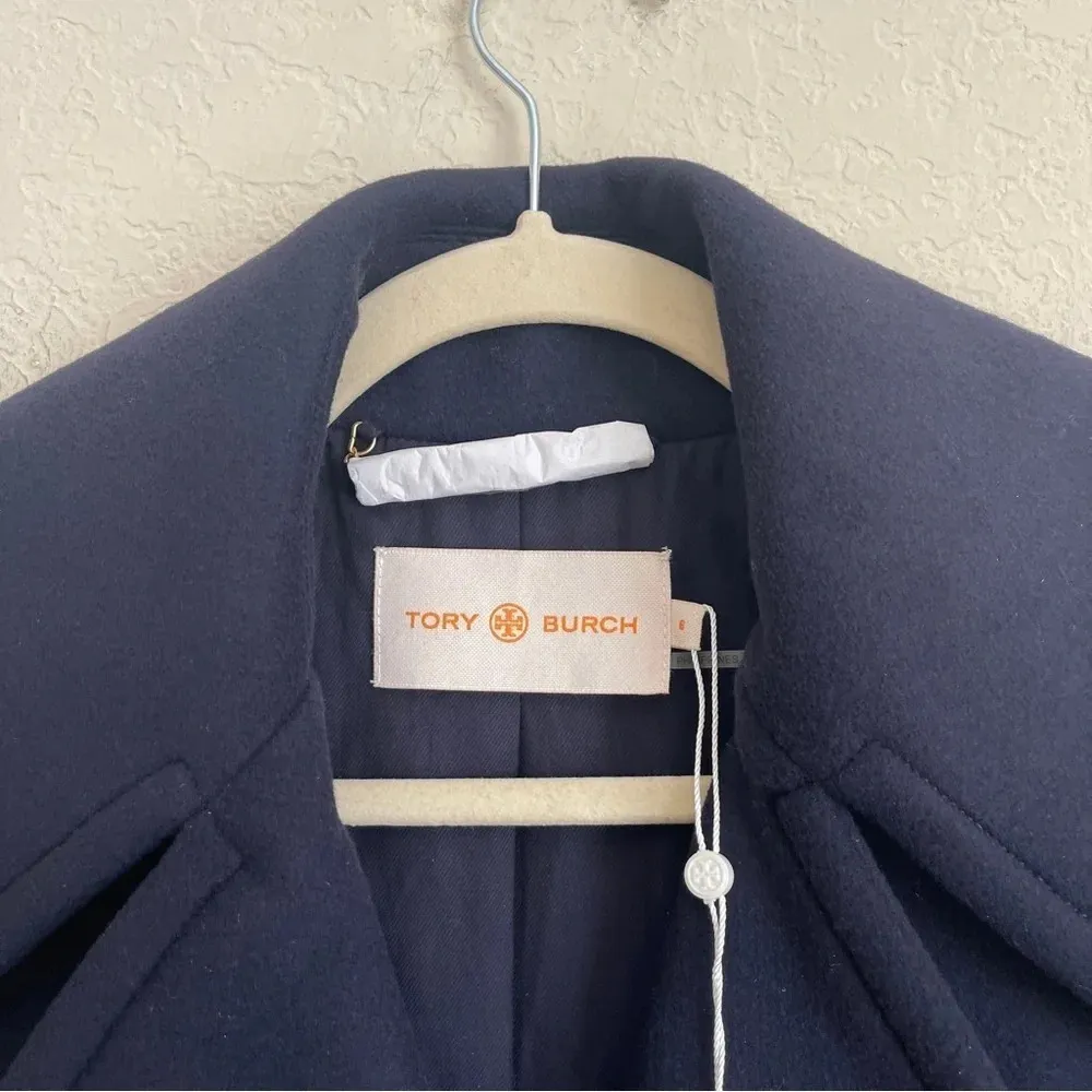 NWT Tory Burch WOOL CASHMERE COAT Navy Knee Length - Image 5