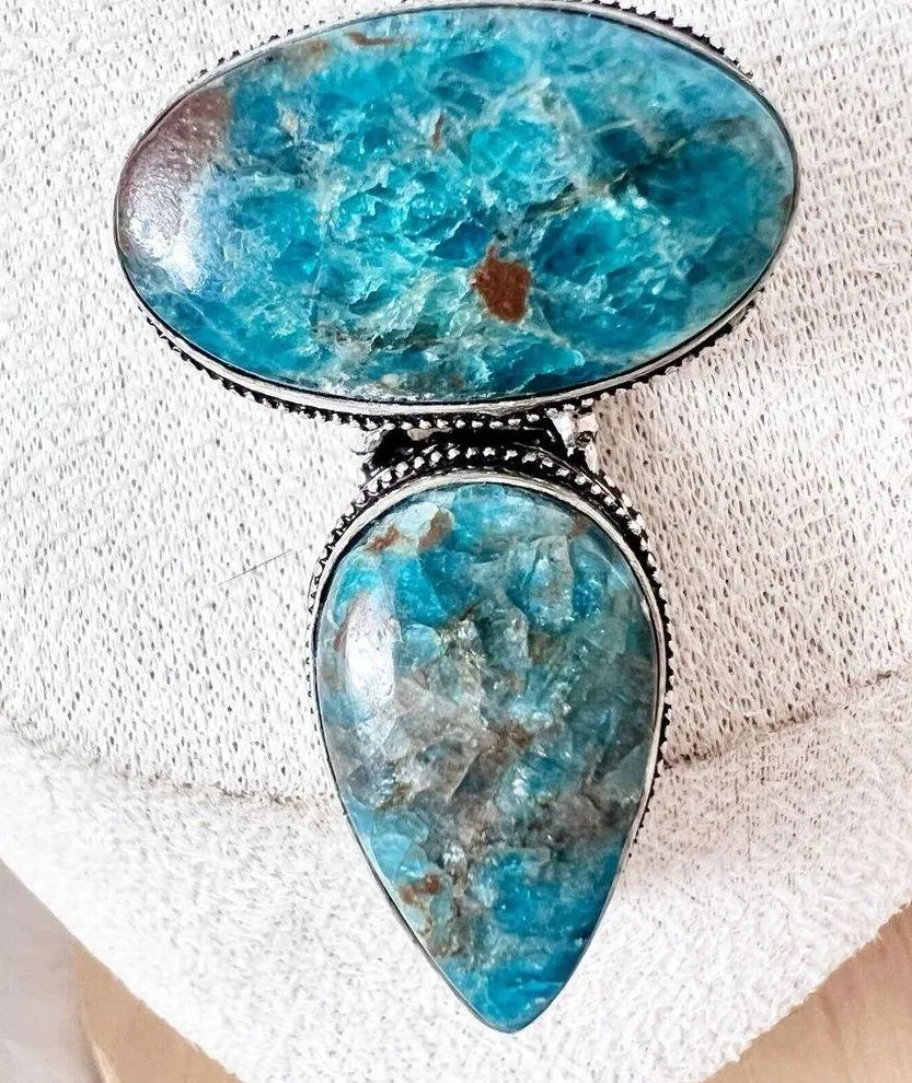 Apatite 925 Sterling Silver Heart Necklace Gemstone Handmade Womens Jewelry Blue - Image 4