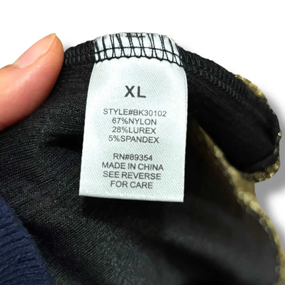 Badgley Mischka Metallic Gold Sparkly Formal Office Dressy Blouse - Size XL - Image 8