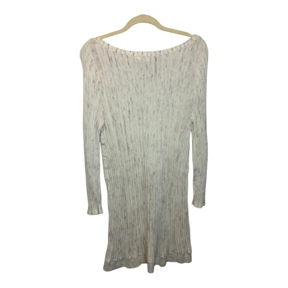 Moth Anthropologie‎ Dress Women's Size Large Ribbed Sweater Tunic Beige White - Image 2