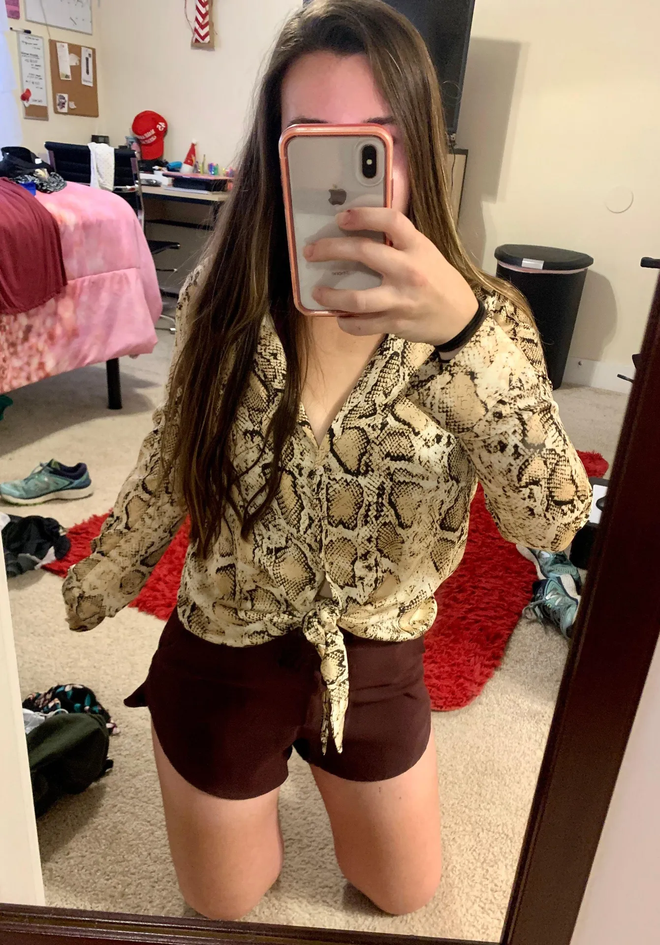 Snakeskin Tie Button Top - Image 4