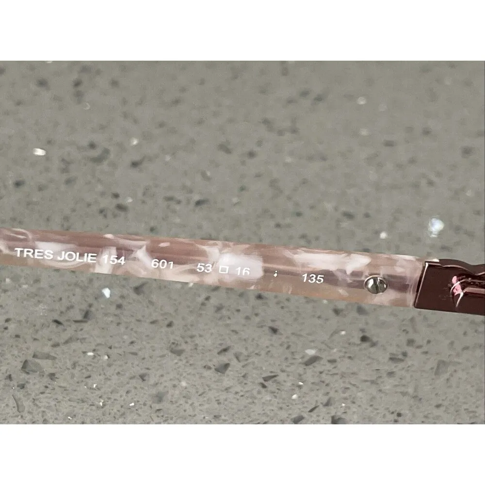TRES JOLIE 154 501 PINK IVORY MARBLE FRAMES ONLY EYEGLASSES full rim 53 - Image 10