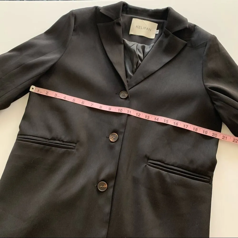 Kelifan | Black Button Up Blazer Jacket Medium - Image 6