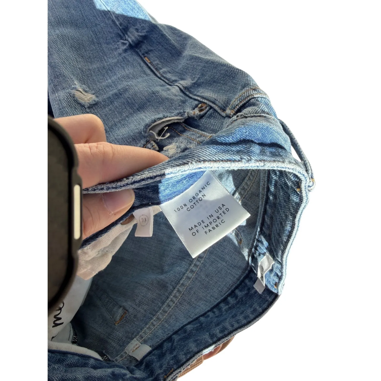 GRLFRND Mica High Rise Straight Leg Distressed Organic Cotton Jeans Size‎ 23 - Image 6