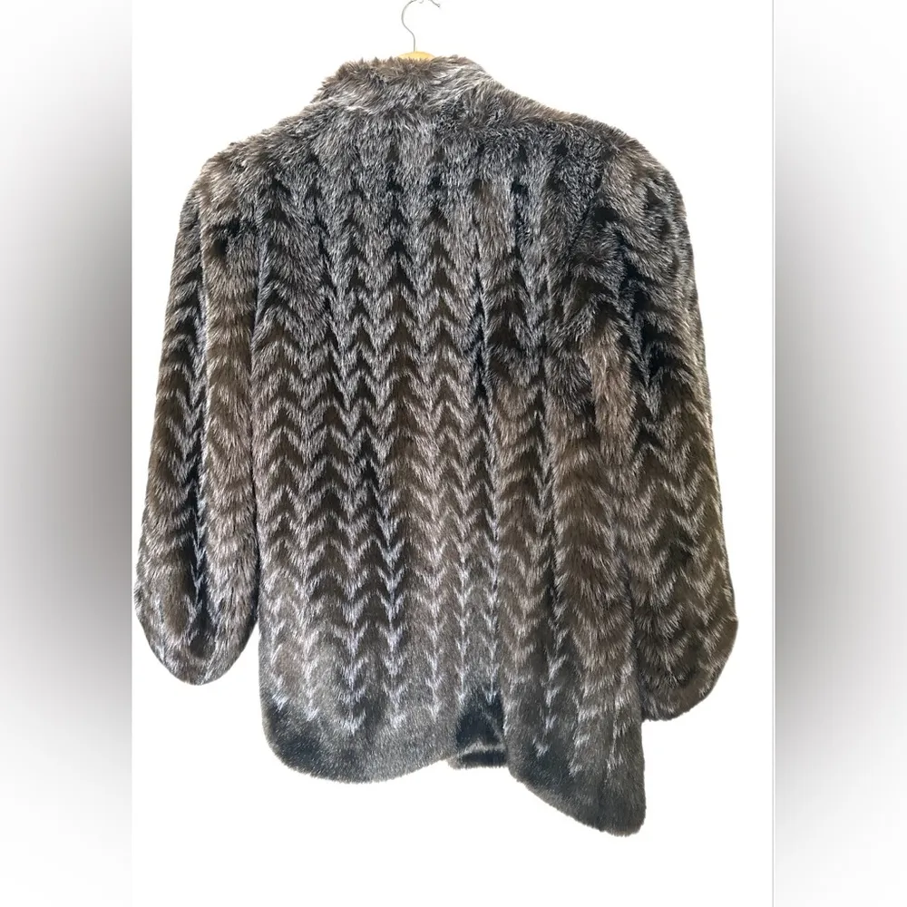 Style VI ltd. Fur Vintage Coat Brown Faux | Chevron Parttern | Classy Oversized Size XL - Image 3