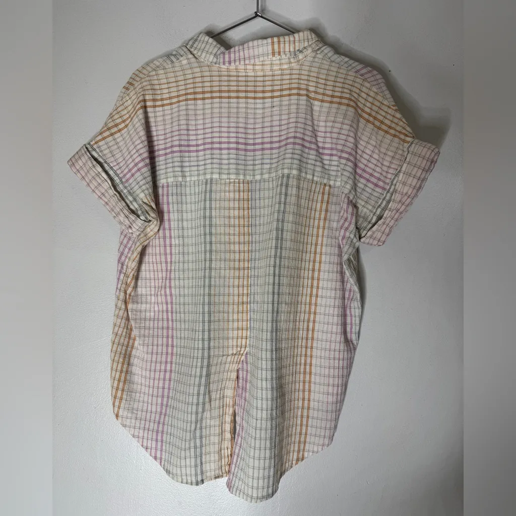 Madewell Lakeline Popover Shirt‎ Rainbow Ombre Plaid Womens Small - Image 2