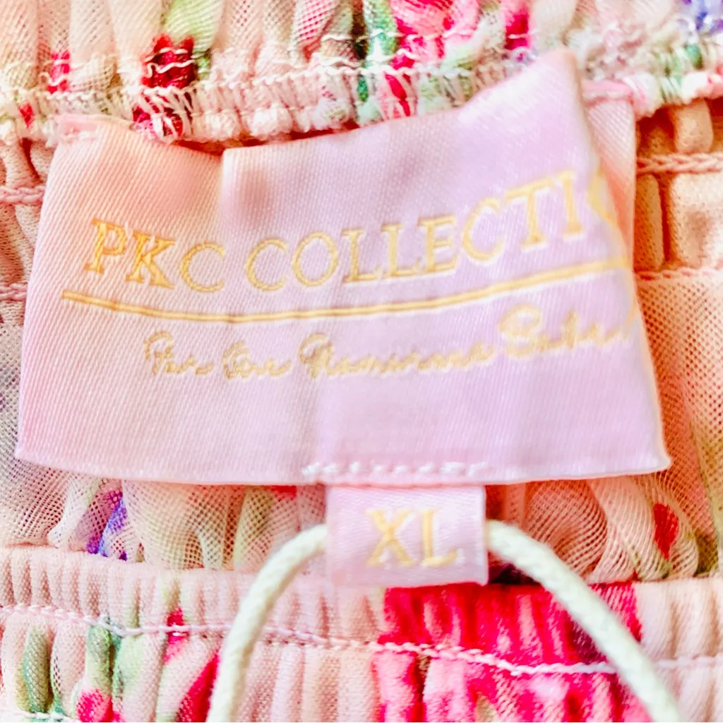 PKC Pink & Purple Smocked Ruffled Tiered Midi Dress. - Image 8