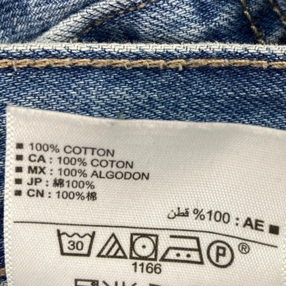 Old Navy Blue Medium Wash 100% Cotton Mid Rise Cutoff Denim Jean Shorts Size 2 - Image 5