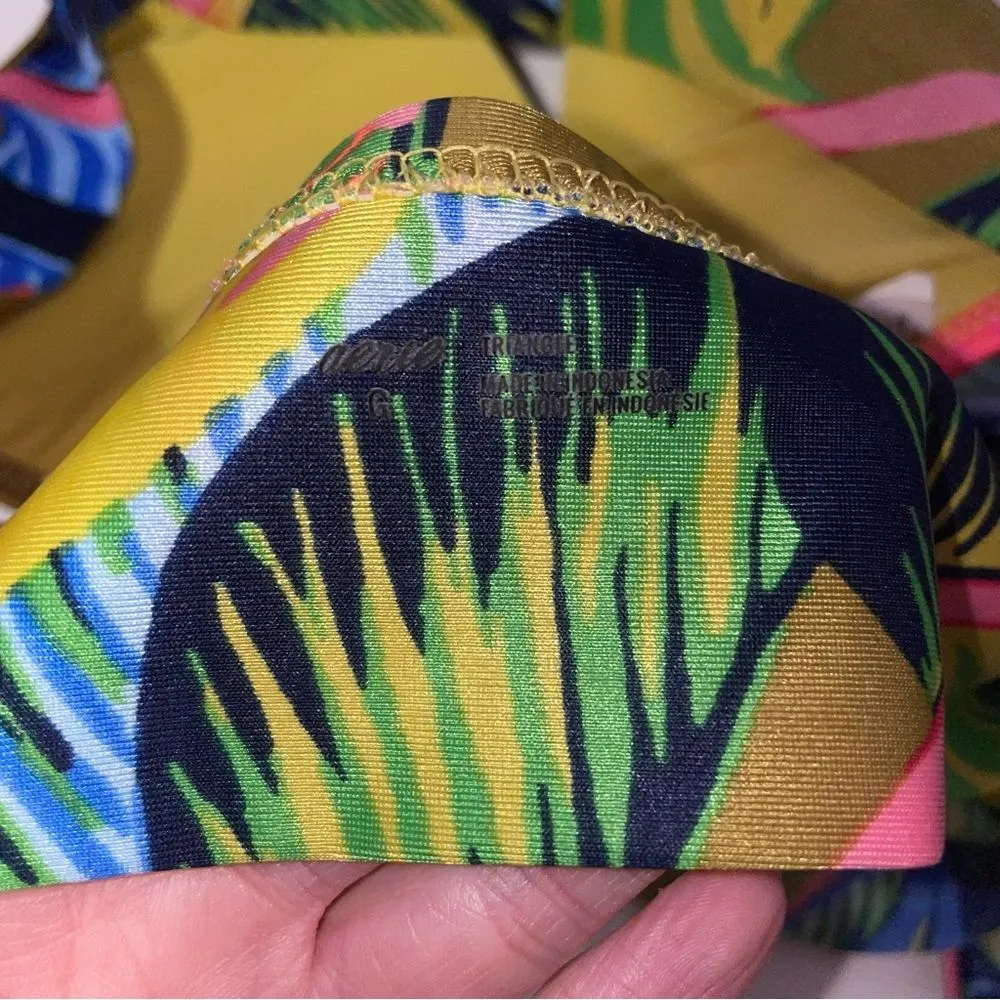 Aerie Two Piece Bikini Women L Ruffle Longline Bikini Top Cheeky Bottom Floral - Image 5