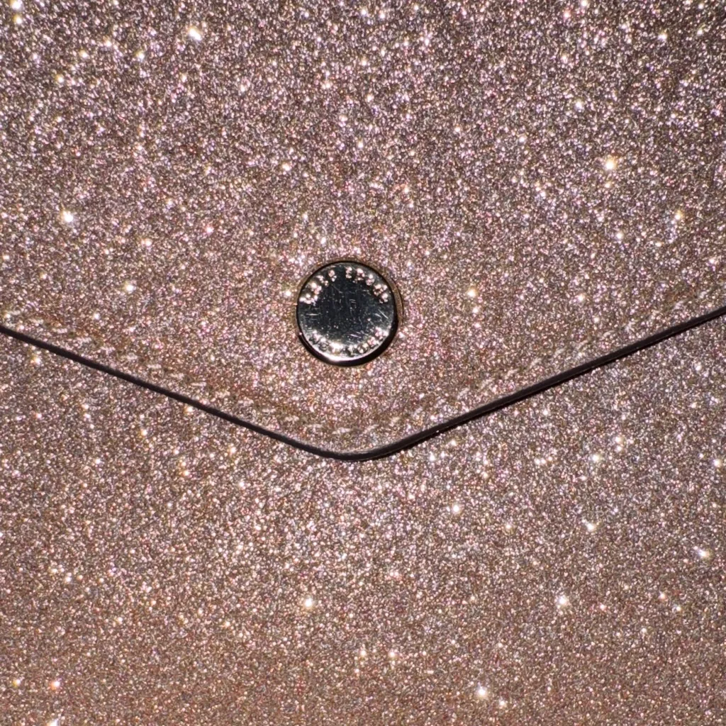 Kate Spade NWT Rose Gold Glitter Tinsel Envelope Flap Crossbody - Image 3