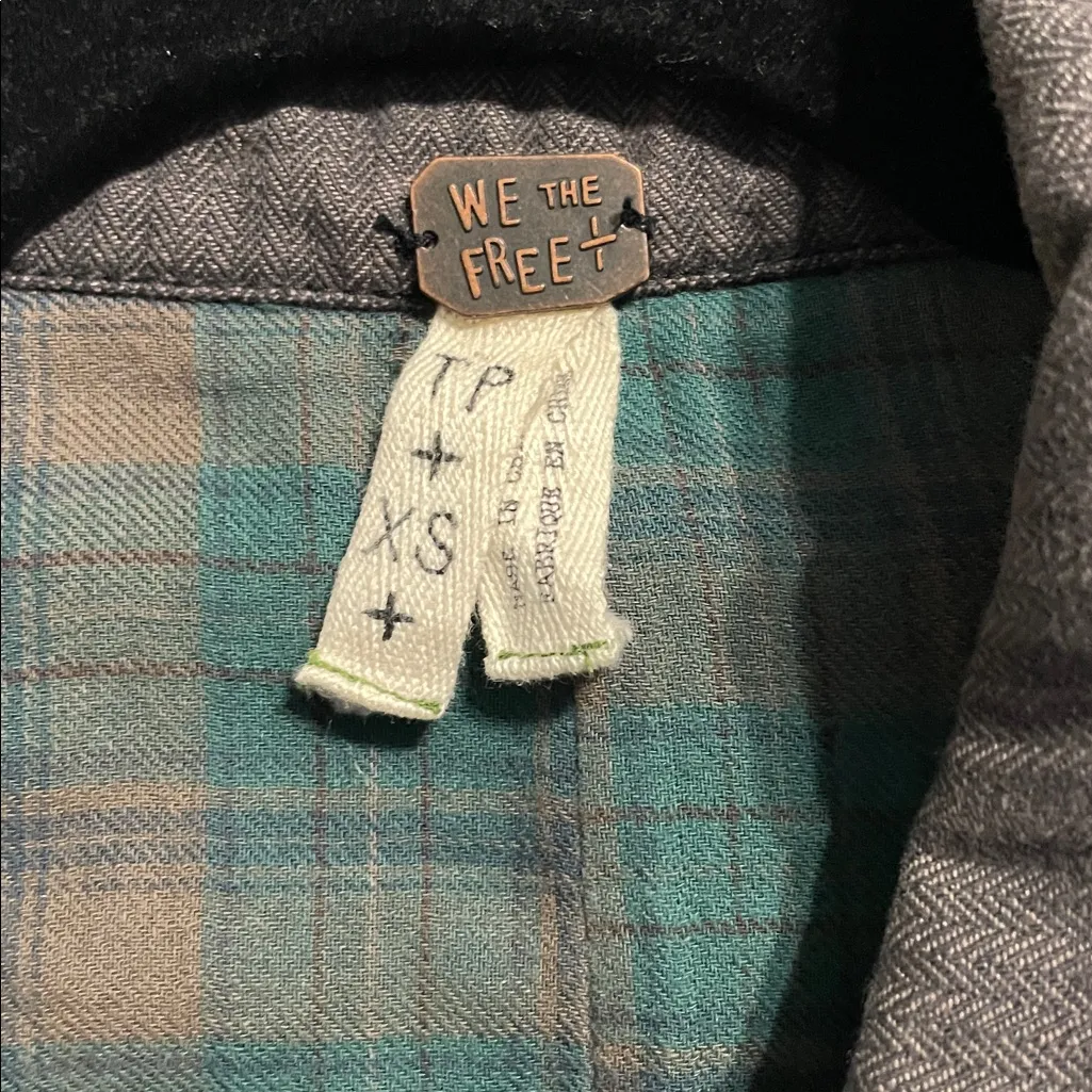 Free People We The Free Rugged Distressed Plaid Lined Trench Coat Size XS - Image 6