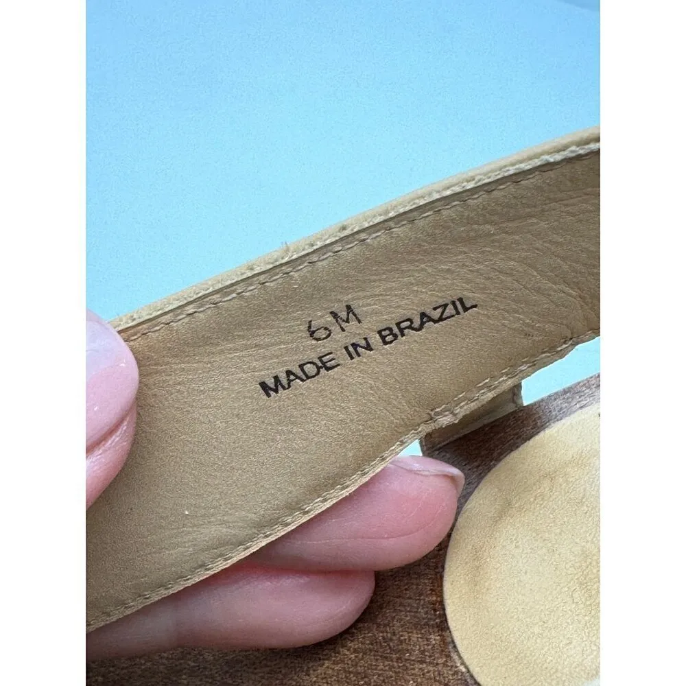 Diane Von Furstenberg Shoes Women 6 Tan‎ Leather Open Toe Slingback Wood Heels - Image 12