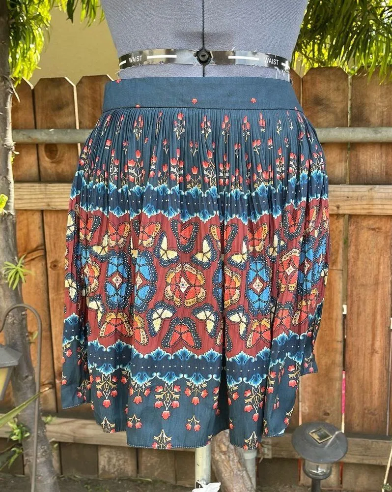 FARM RIO Libali Sea BL Pleated Mini Skirt size S - Image 9