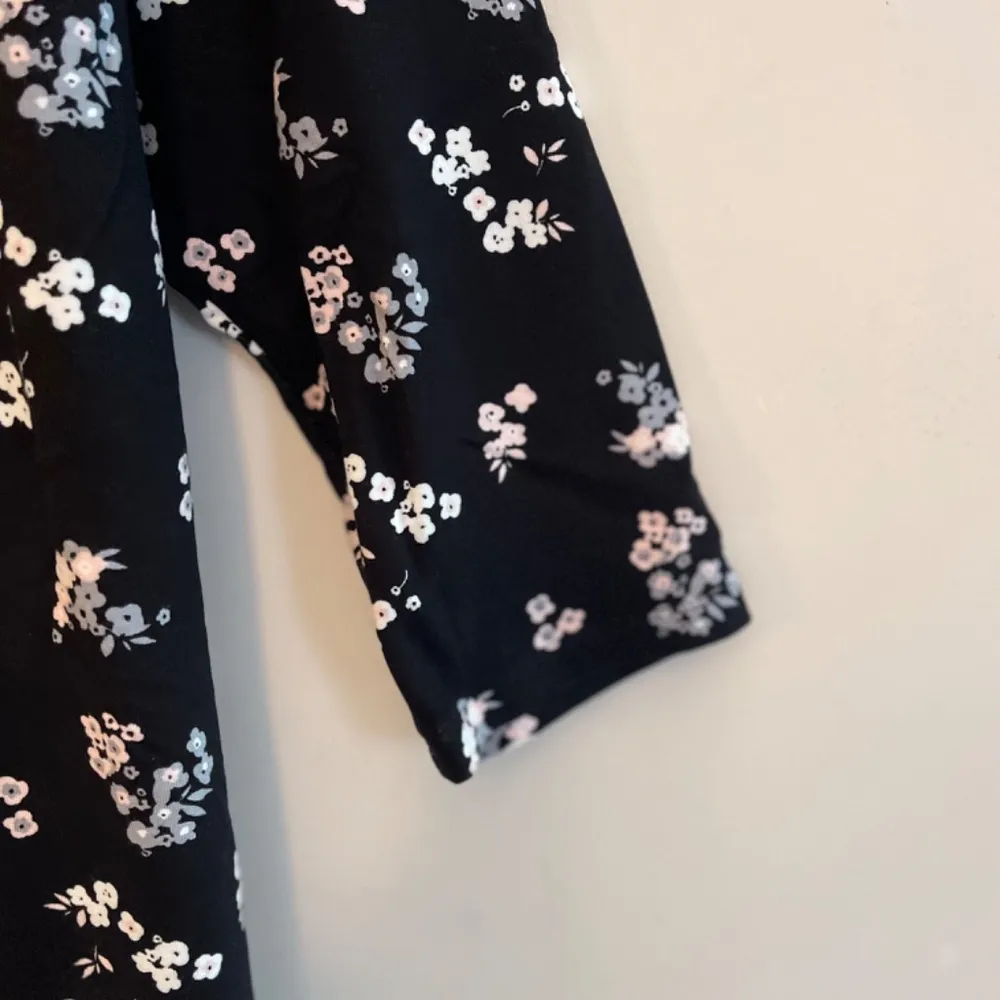 Curvy 3X Black Poppy Floral Mock Neck Cozy Luxe Shirt Dress LS - Image 5