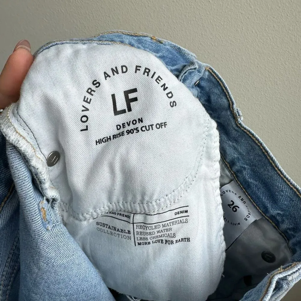 Lovers and Friends Devon High Rise 90s Cut Off Denim Shorts Distressed Size 26 - Image 6