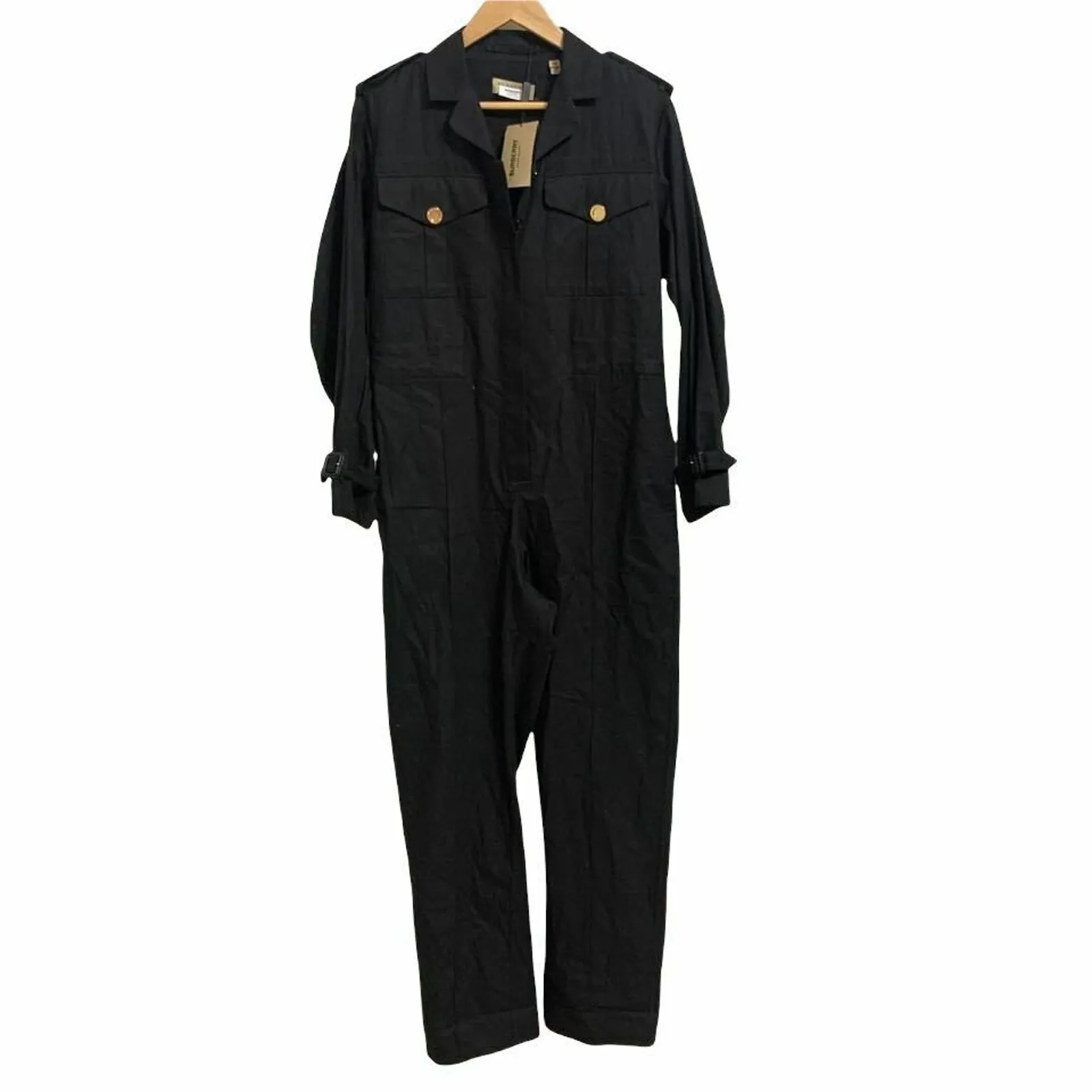 BURBERRY Cotton Gabardine Jumpsuit In‎ Black 6 NWT $1400 - Image 2