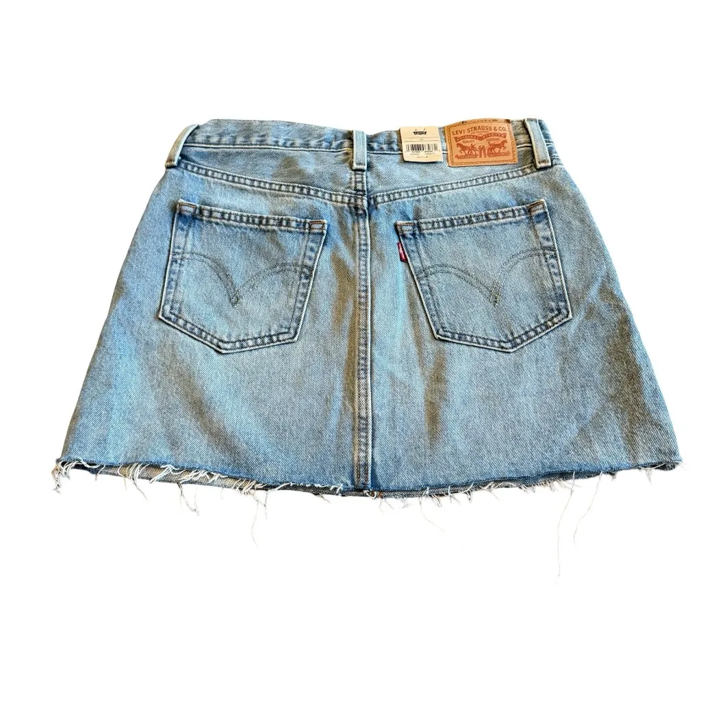 Levi's Icon Skirt Light Wash Denim Mini Length Raw Hem Fringe Casual Size 26 NWT - Image 5