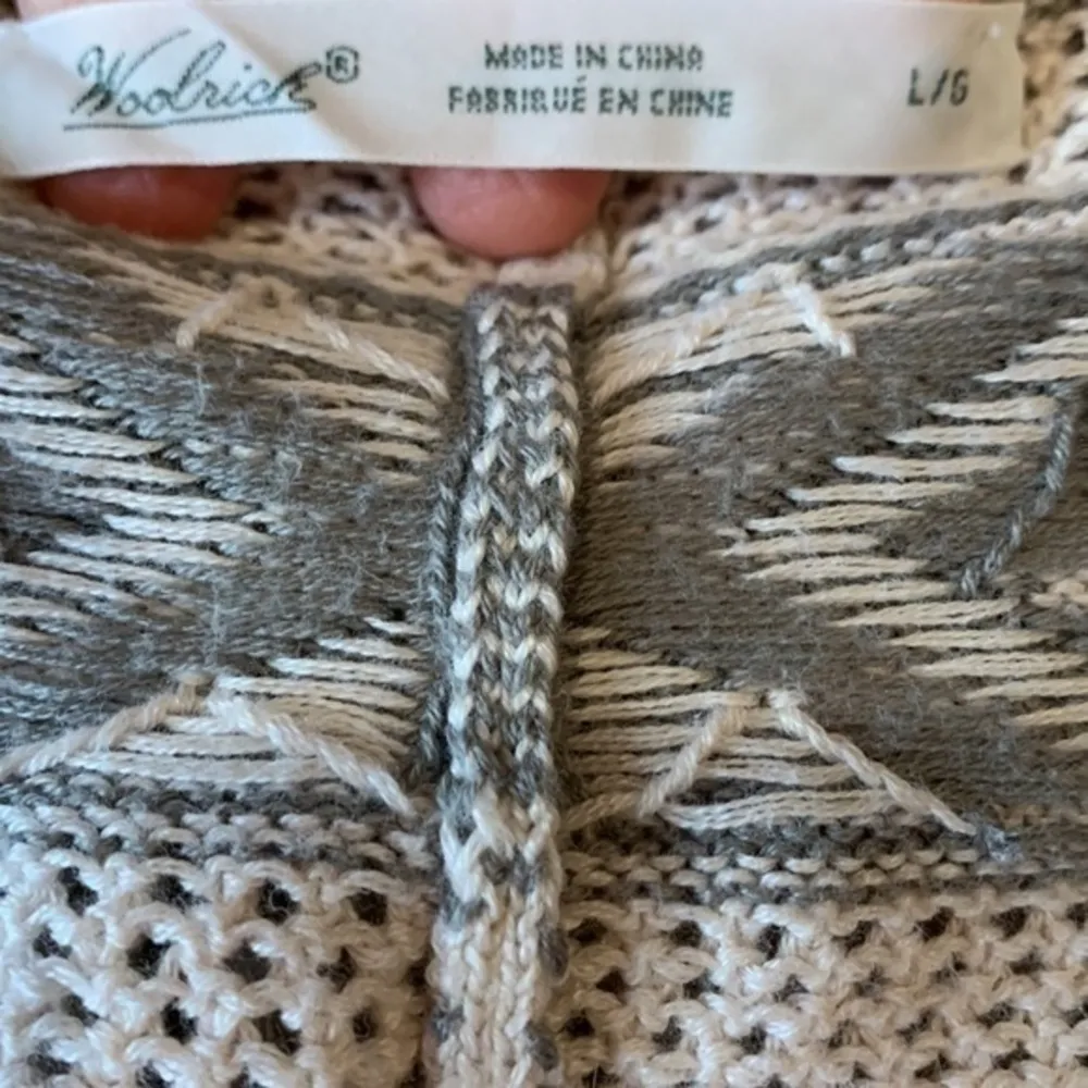 Woolrich ‘Ponsford’ draped waterfall open sweater vest cardigan geometric L - Image 5