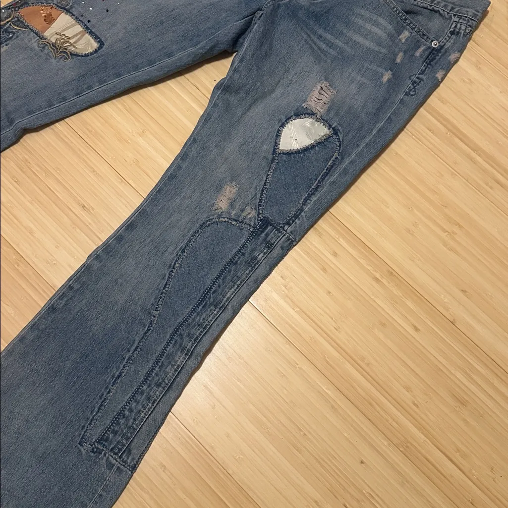 Vintage Y2K dELiA*s Low Rise Patch Work Flares Blue Size undefined - Image 6