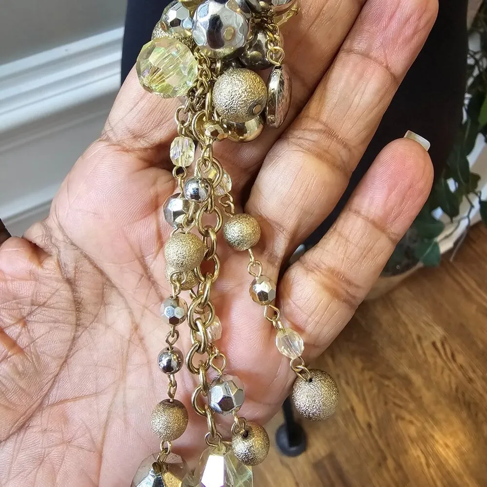 Womens Gold & Silver Tone Beaded Paper Clip Chain Necklace with Lobster Clasp - Image 4