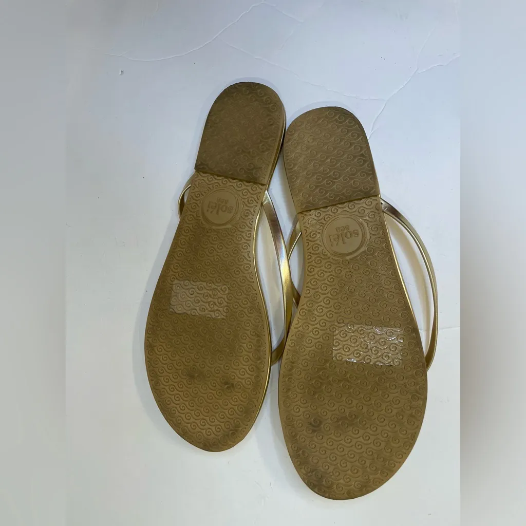 Solei Sea Women’s Indie‎ Metallic Gold Flip Flop Sandals Size 10 - Image 9