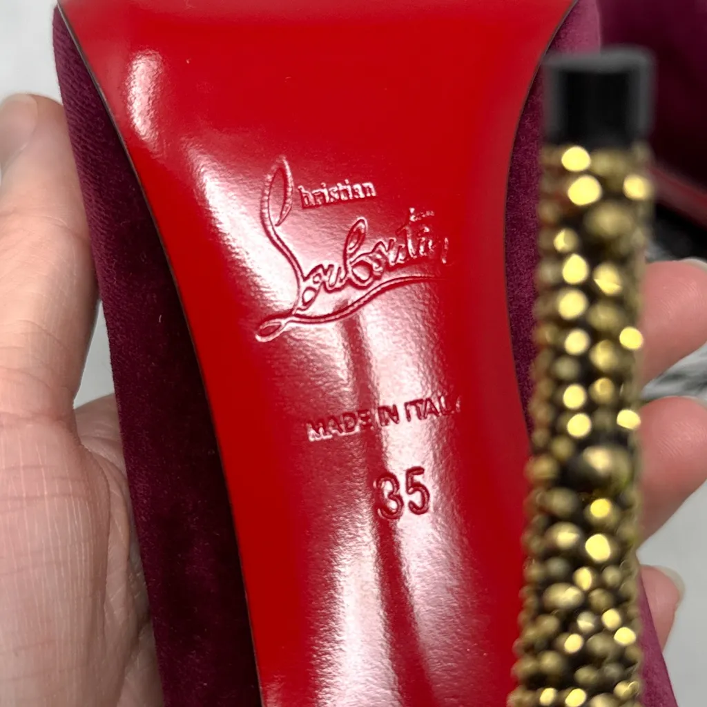 NEW Christian Louboutin Hot Chick Kiss Swarovski Crystal Velvet Pointed Toe Heel - Image 12