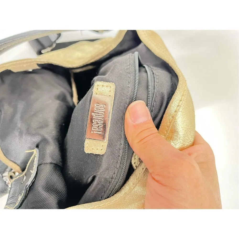 Sorpresa Women's Tote Crossbody Shoulder‎ Bag Gold Metallic Size Large statement - Image 8