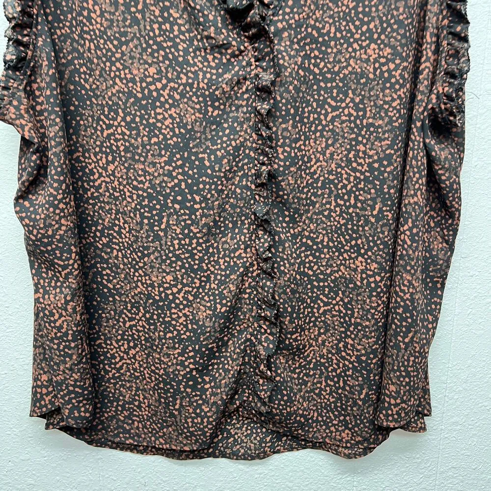 Nordstrom Sheer Speckled Ruffle Trim Top Womens 3X Lightweight Beachy Summer - Image 4