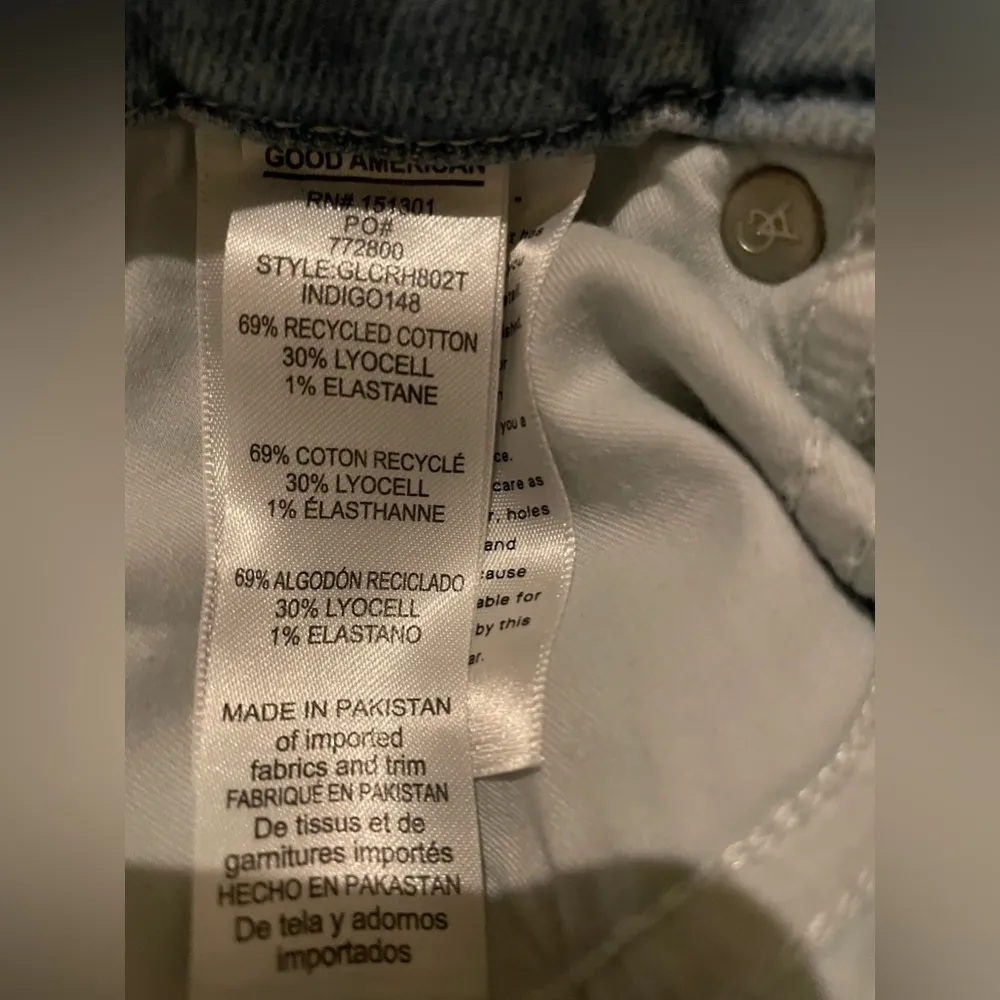 NWT Good American Good Legs Crop Skinny Distressed Raw Hem Light Blue Size 6 - Image 8