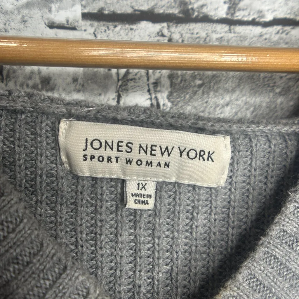 EUC Jones New York Sport Women's Grey Sweater Hoodie Size XL - Image 11