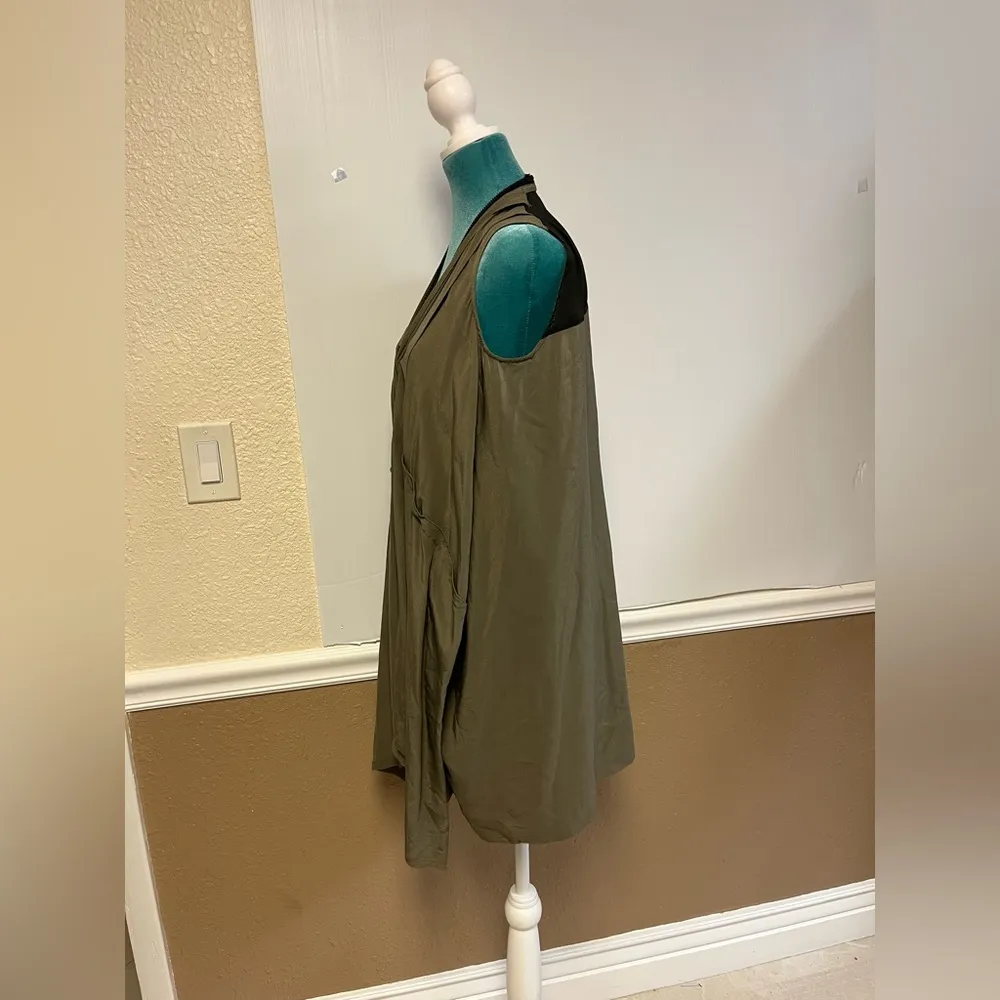 ALLSAINTS Olive Green Silk Lewis Tunic Mini Dress – Size 0 - Image 4