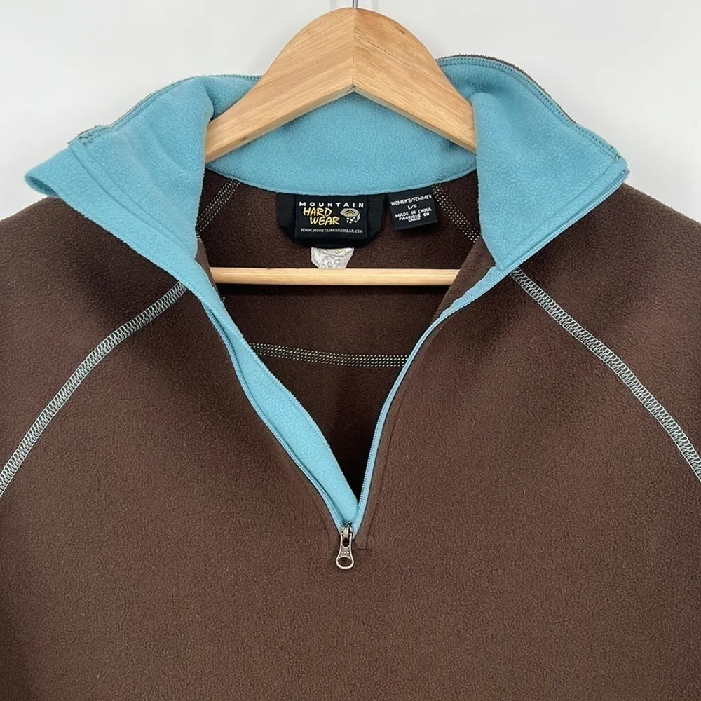 Mountain Hardwear Microchill Quarter Zip Fleece Brown & Teal Women’s Size Large - Image 4