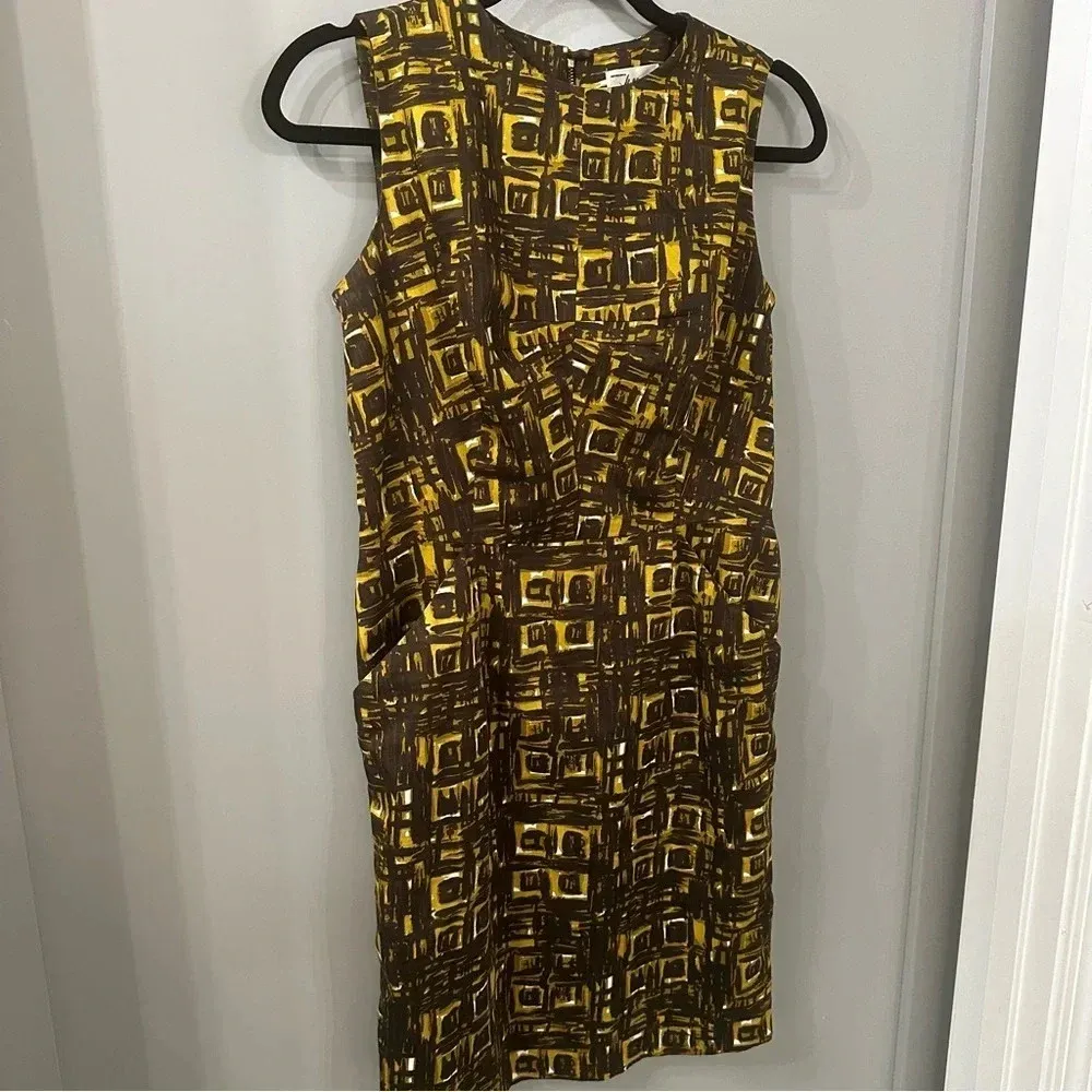 Milly Milly of New York Geometric Print Gold & Black Sheath Dress Size 10 Gold - Image 2