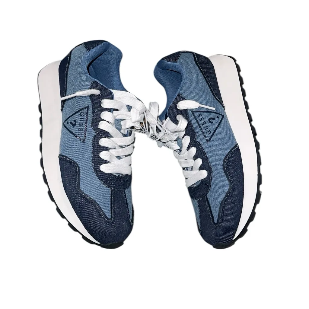 NEW Guess Blue Denim Chunky Platform Sneakers Triangle Logo Women’s - Image 4