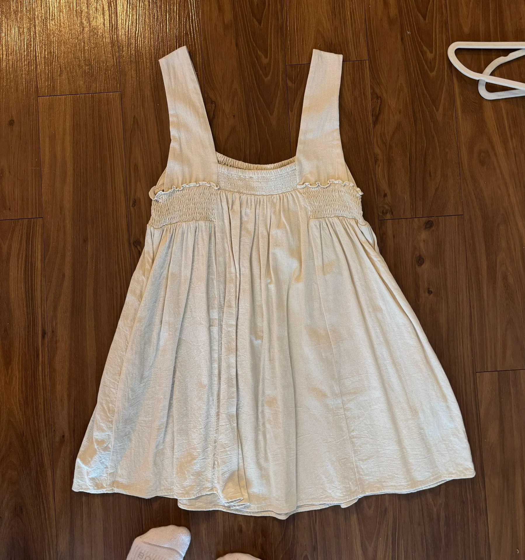 Boutique Linen Shift Dress Tan - Image 6