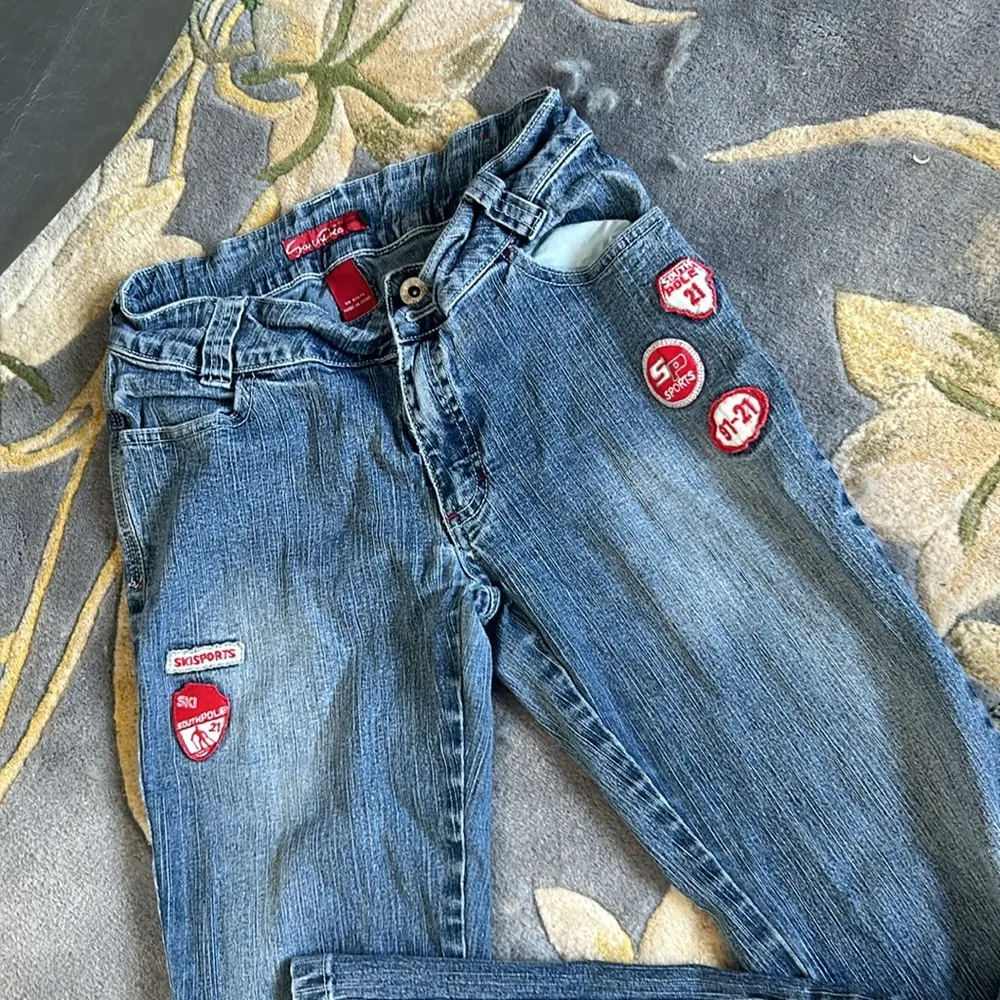 South Pole Vintage Red Patchwork Denim Straight Leg Jeans - Image 2